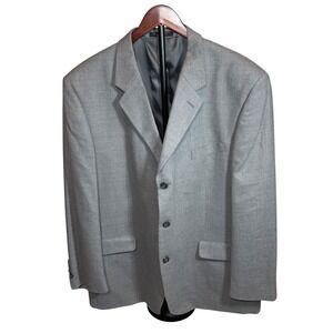 JONES NEW YORK Mens Silk Wool Blend Blazer Jacket Light Gray Suit Coat Size 43